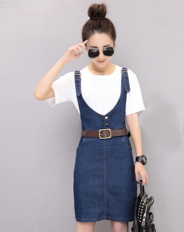 ĐẦM YẾM JEAN CÀI NÚT EO